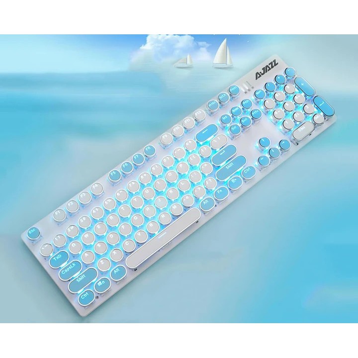 Keycap nút phím Typewriter dạng tròn bọc viền bạc xuyên led đẹp, in doubleshot ko bị mờ chữ [KHÔNG PHẢI LÀ BÀN PHÍM]