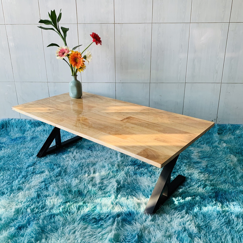 , mặt gỗ cao su tự nhiên 100% chống thấm nước,chân sắt sơn tĩnh điện