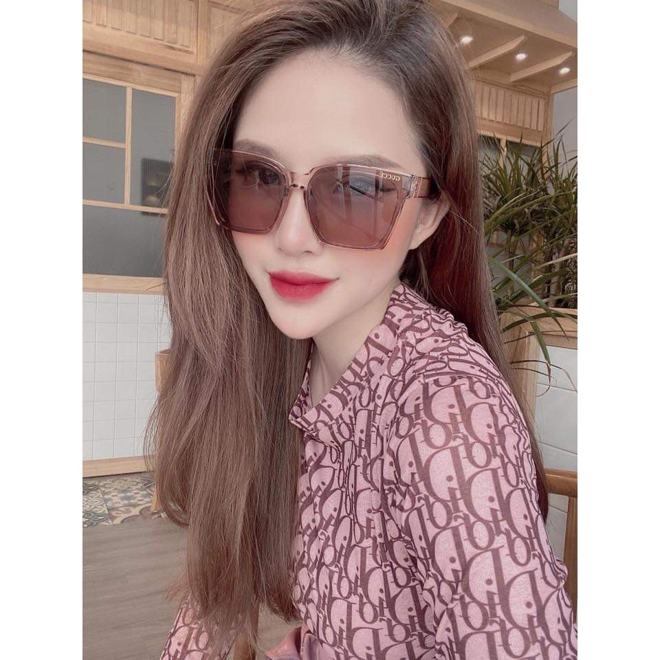 Kính râm nữ thời trang mặt vuông chống tia Uv cục đỉnh thiết kế tràn viền mắt nâu tây sang chảnh - 5006 N