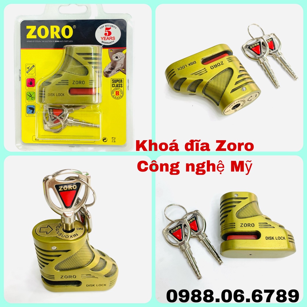 Khóa đĩa xe máy ZORO ⚡FREE SHIP⚡Khóa Đĩa Xe Máy Chống Trộm,Ổ Khoá Gắn Đĩa Xe,ổ khóa chống trộm xe (Chính Hãng)