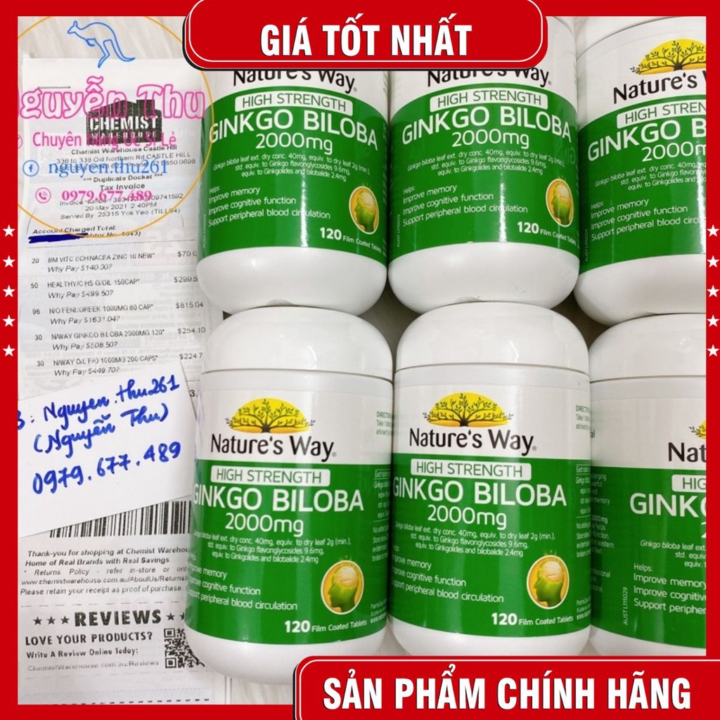 Viên bổ não Ginkgo Biloba Nature’s Way 2000mg