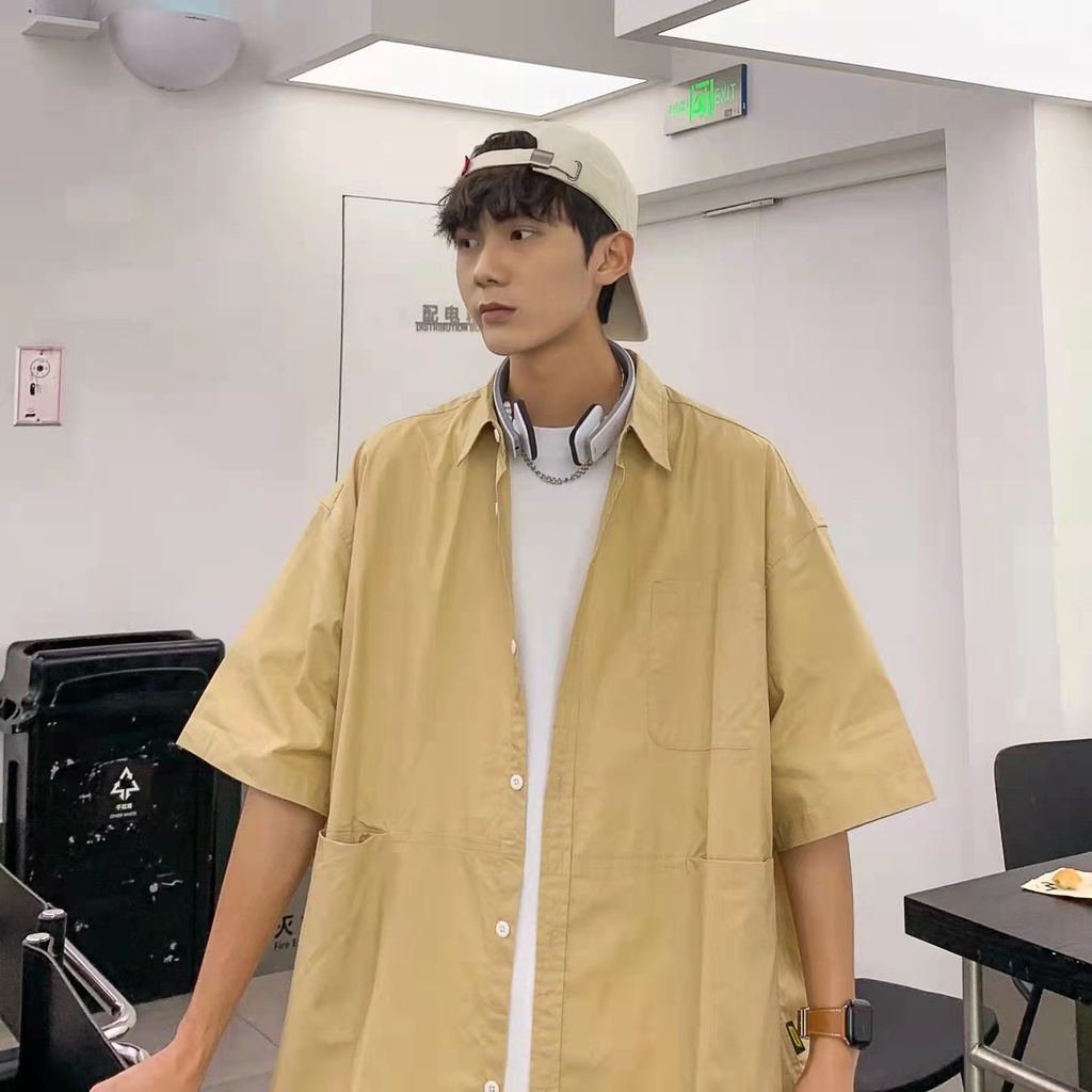 Áo Sơ Mi Tay Ngắn Thời Trang Phong Cách Hàn Quốc Cho Nam
