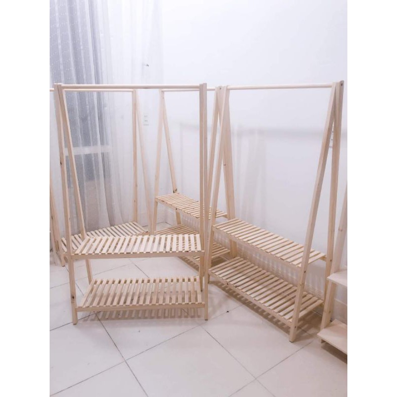 Giá treo quần áo chữ A 2 tầng bằng gỗ Mila Home cao 1m5 size XL