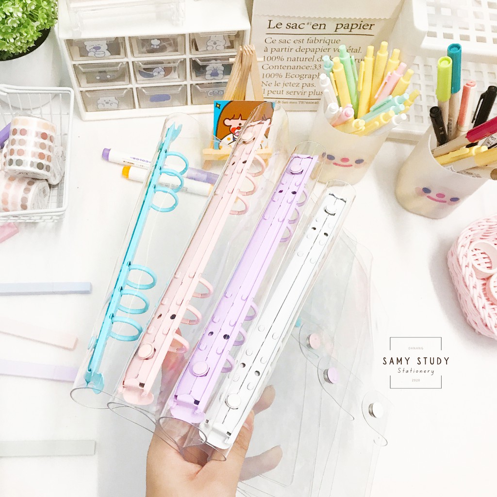 Bìa Còng Binder Size A5 Nhiều Màu Basic Hàn Quốc Màu Pastel Sổ Làm Planner Bullet Journal Take Notes nhỏ gọn