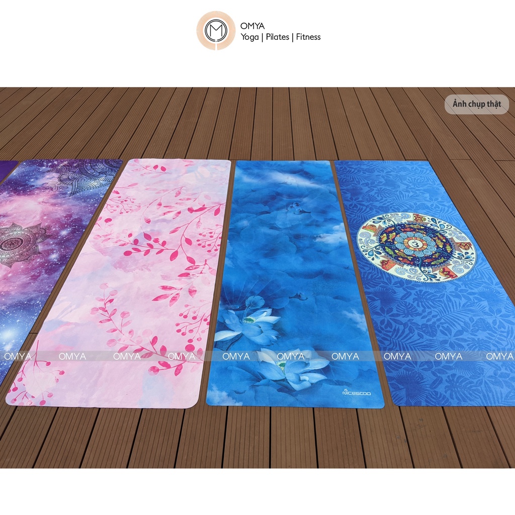 Chính hãng Thảm tập yoga du lịch chống trượt 1,5mm cao su in hoa, định tuyến cao cấp
