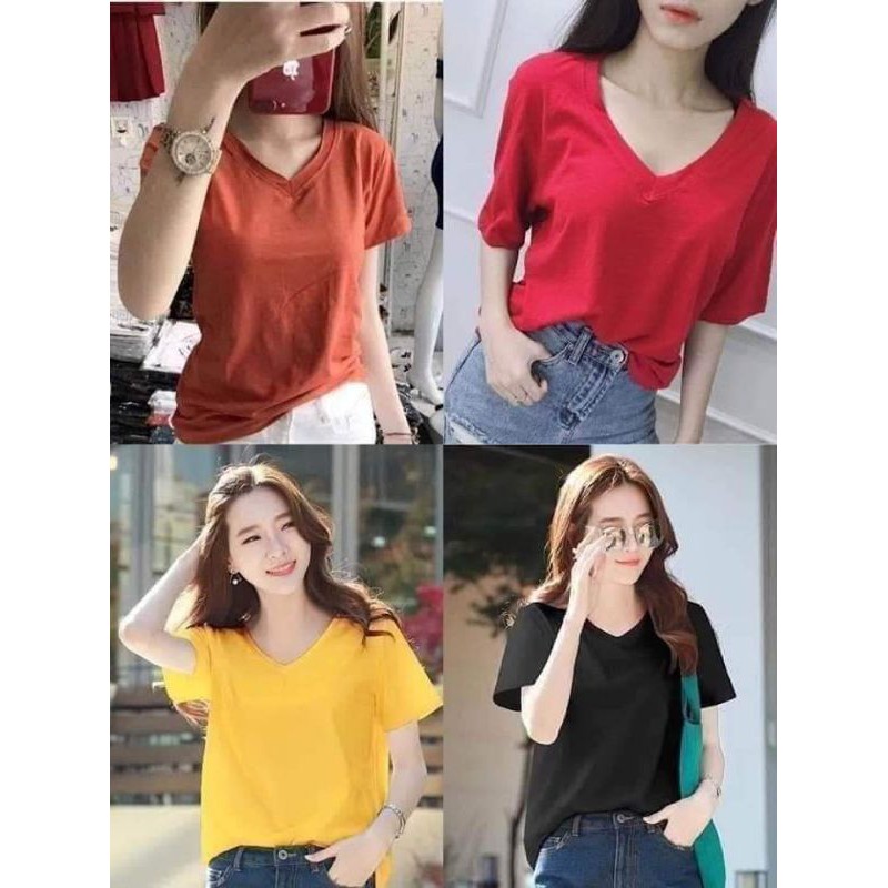 COMBO 2 ÁO THUN CỔ TIM CHẤT COTON CO ZAN DỄ PHỐI ĐỒ