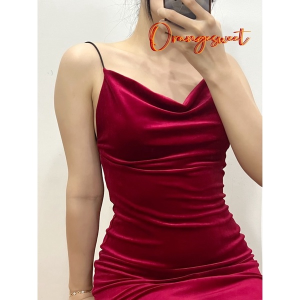 Đầm Body Nhung Có Mút Ngực Dày Dặn  Nhung