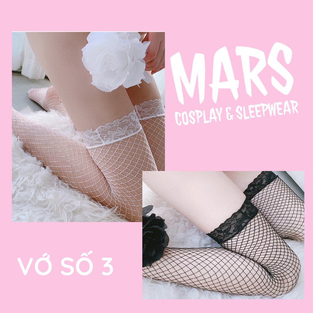 Vớ lưới ren hoa, nơ sexy phong cách Lolita Nhật Bản 2 màu đen trắng, nhiều kiểu mới lạ