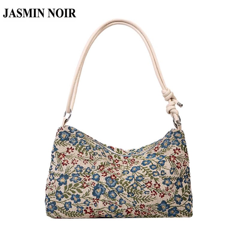 Túi đeo chéo JASMIN NOIR bằng vải họa tiết hoa lá thời trang dễ thương cho nữ