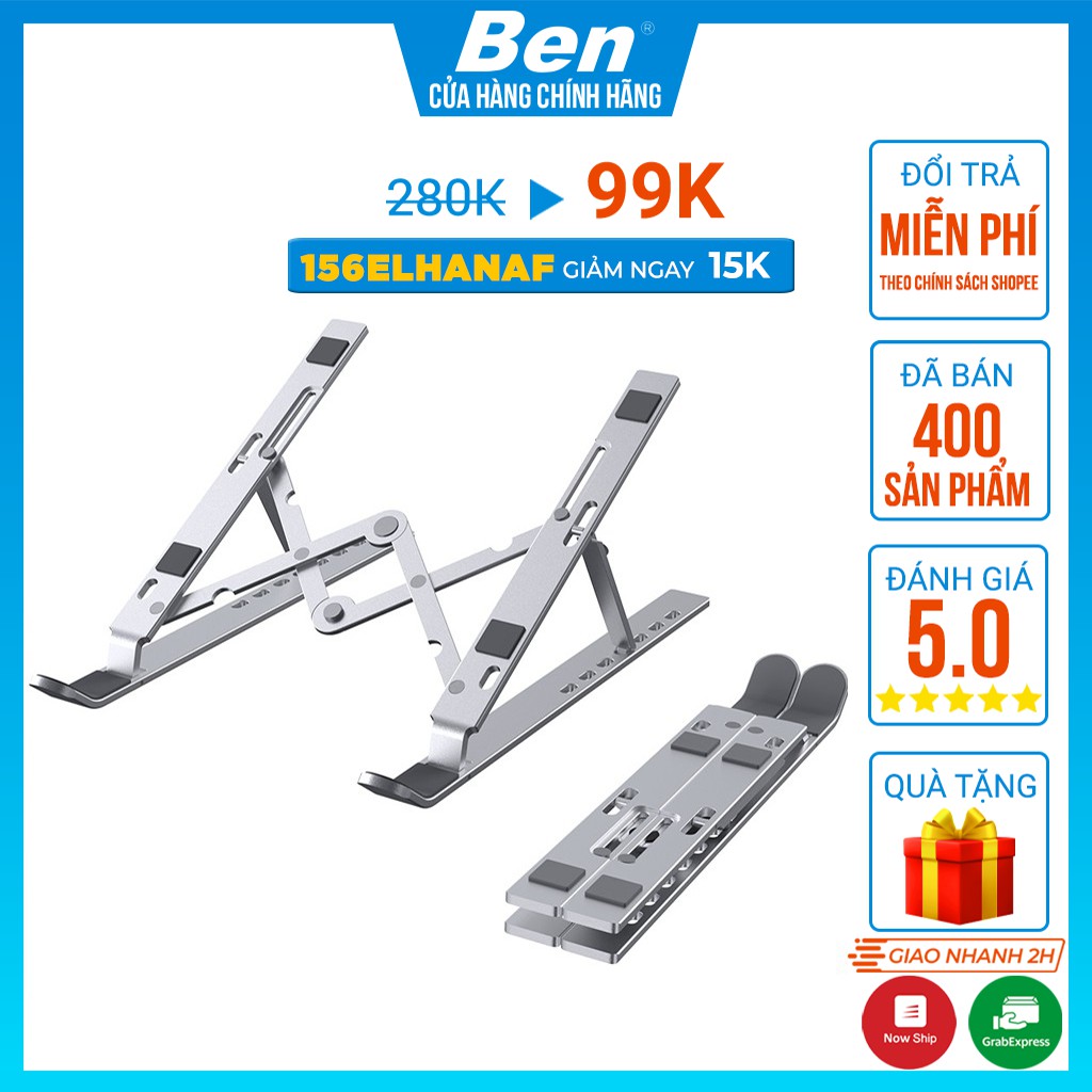 Giá Đỡ Laptop Nhôm Gấp Gọn Tản Nhiệt Laptop, Máy Tính Bảng, Điện Thoại