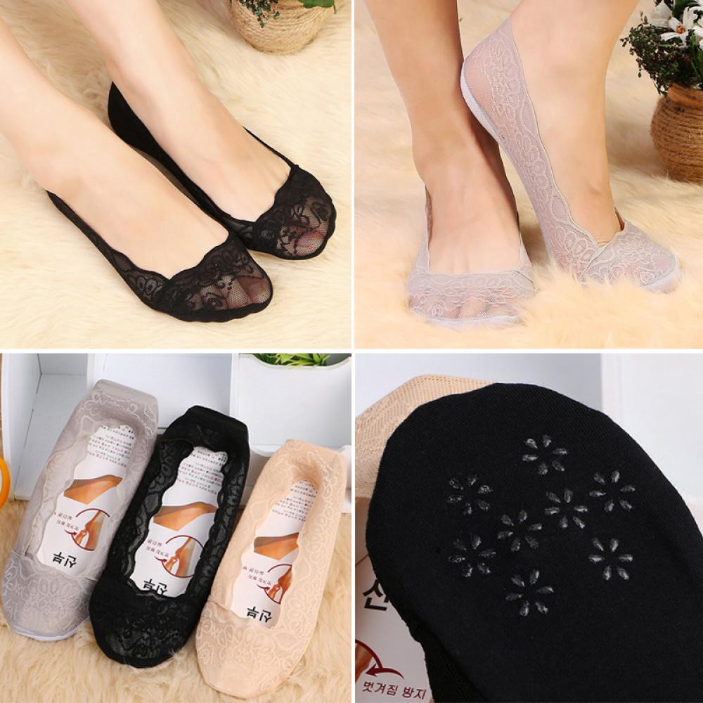 (Hàng Mới Về) Tất Lười Cotton Phối Ren Chống Trượt Vô Hình Nhiều Màu Cho Nữ | BigBuy360 - bigbuy360.vn