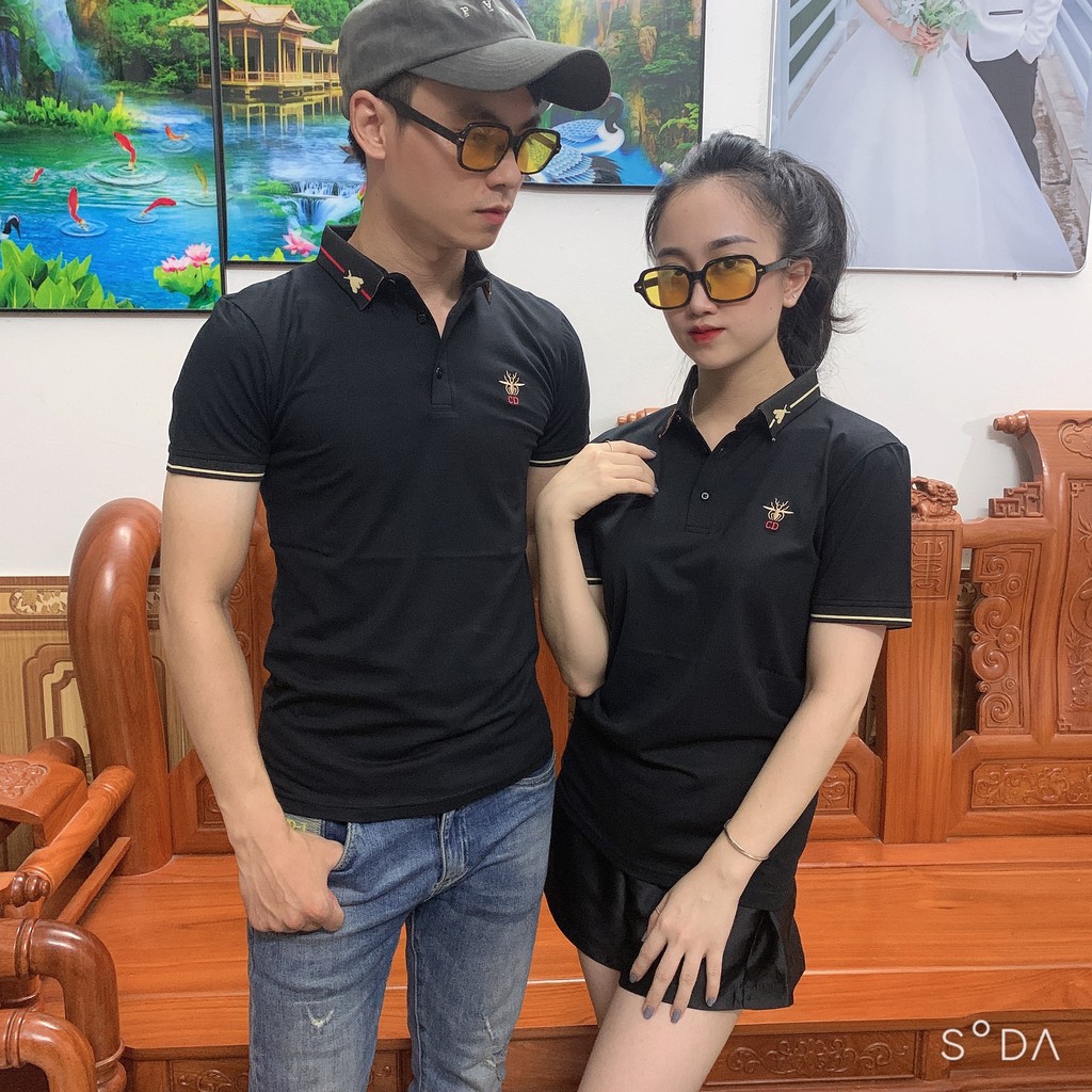 Áo Thun Nam Polo Có Cổ Tay Ngắn Phối Họa Tiết, Vải Cotton Cao Cấp