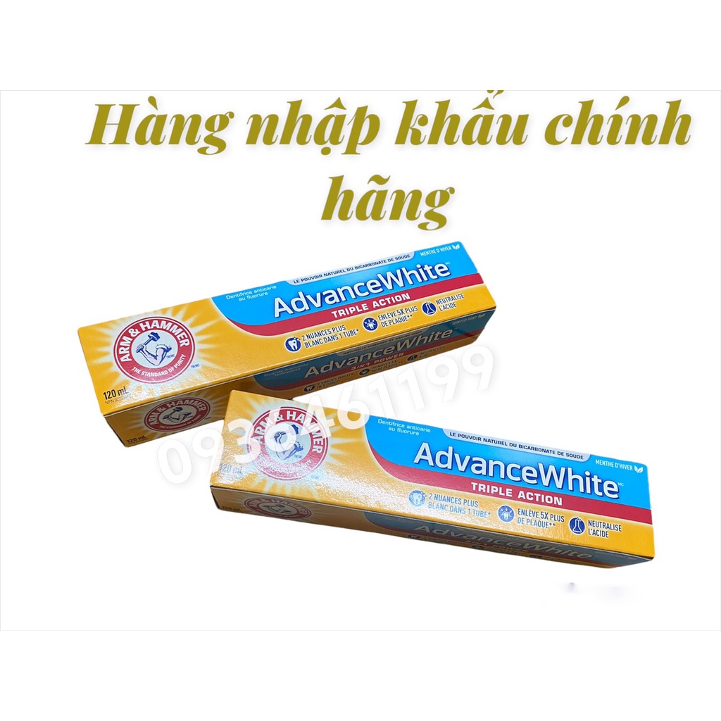 (Chính hãng)Kem đánh răng trắng răng 3in1 ARM &amp; HAMMER BAKING SODA 120GR