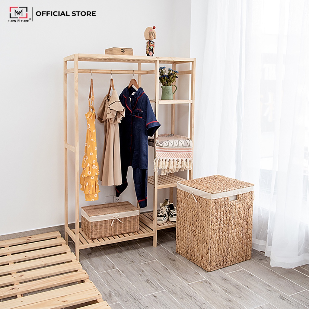 Tủ treo quần áo liền kệ 5 tầng hàn quốc thương hiệu MW FURNITURE - Double hanger size 97x35x143 cm