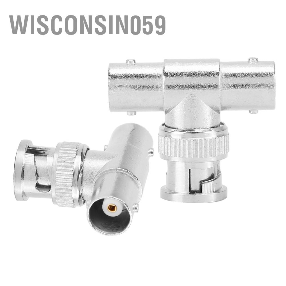 Wisconsin059 2pcs BNC Male to Female Adapter 3 Way Surveillance Video T Connector Splitter