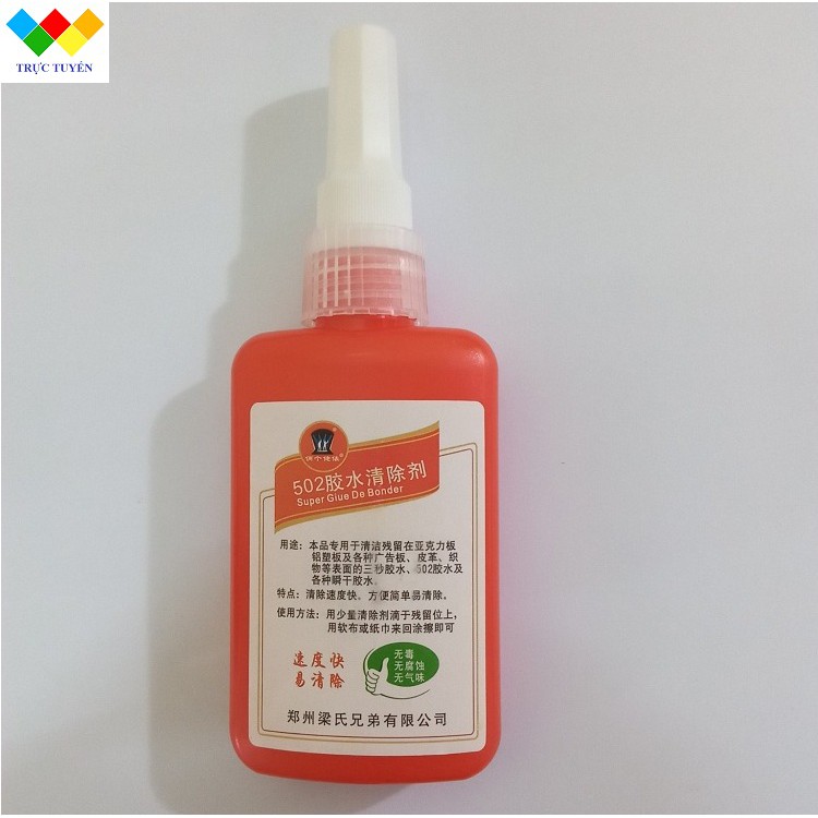 Dung dịch tẩy keo 502 trên mica và alu không bay mầu alu