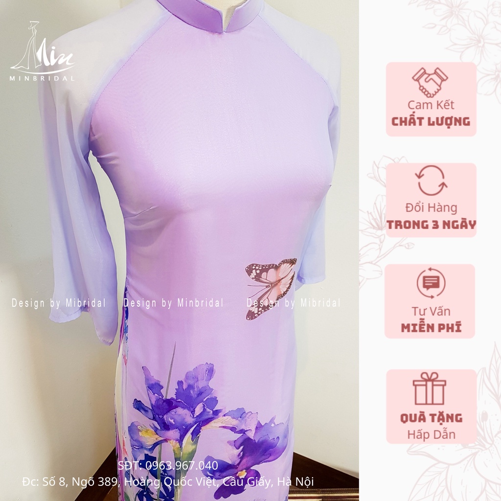 Áo dài chơi tết màu tím cà, áo 4 tà voan tơ óng | BigBuy360 - bigbuy360.vn