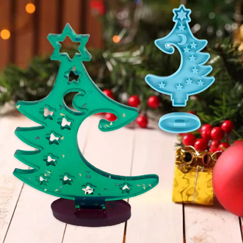 SIY  Winter Tree Ring Holder Epoxy Resin Mold Assemble Christmas Tree Silicone Mould DIY Crafts Trinket Box Decorations Casting Tools
