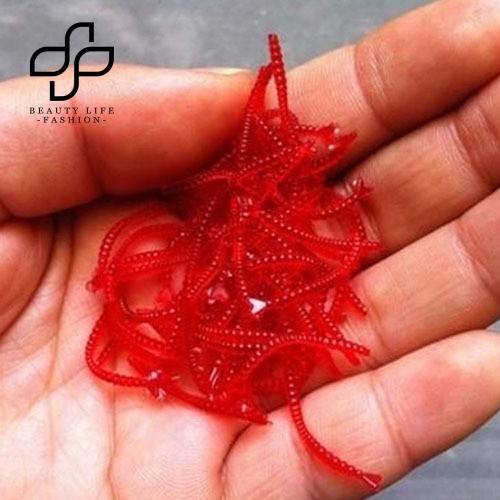 Bộ 50 Mồi Câu Cá Hình Giun Đỏ Nhân Tạo