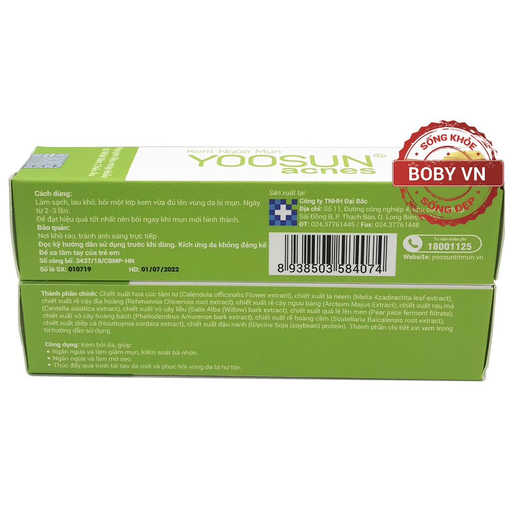 Kem ngừa mụn Yoosun acnes 15g - Chính hãng - Boby