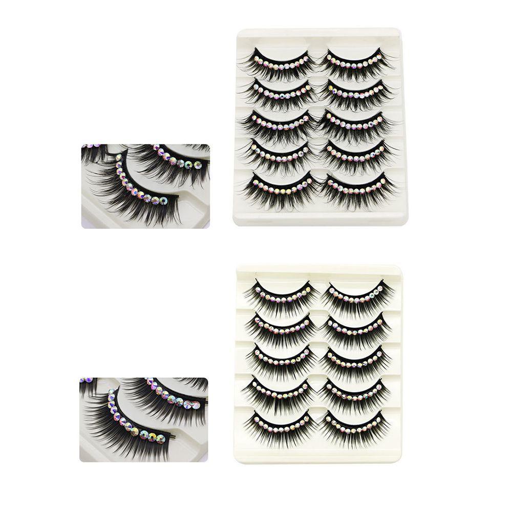 OCEANMAP Set 5 Cặp Lông Mi Giả Đính Đá Lấp Lánh Dành Cho Biểu Diễn Múa Hóa Trang