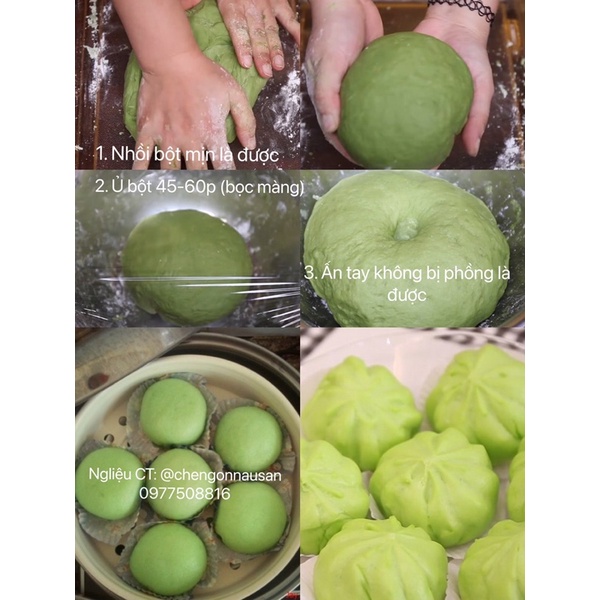 BỘT BÁNH BAO VỊ TRÀ XANH, làm được 12 chiếc bánh