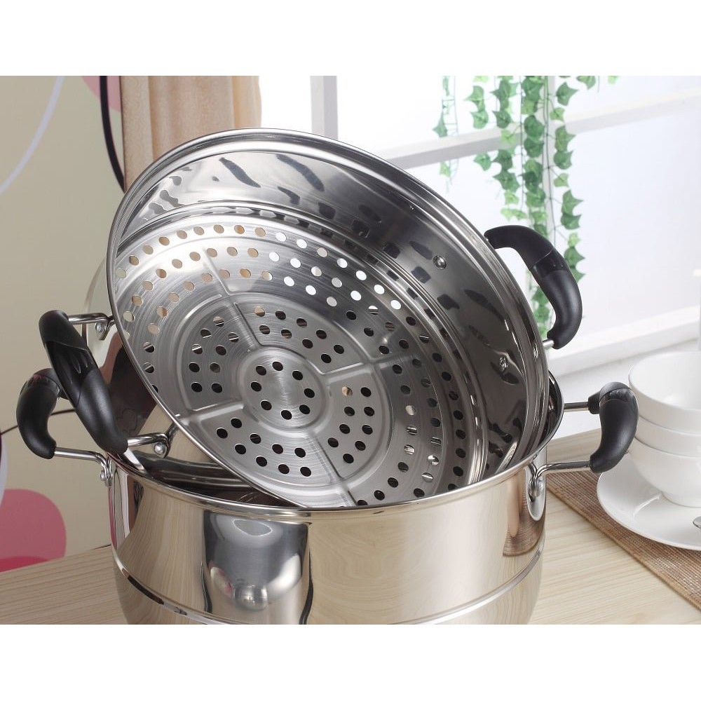 [Free Ship] Nồi Hấp inox 3 Tầng Cỡ Lớn-Bộ nồi hấp inox Steamer Size 28cm Đa Năng Cao Cấp Dùng Cho Mọi Loại Bếp