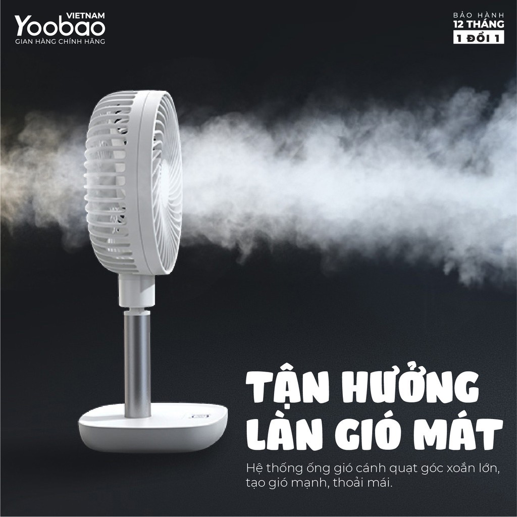 [ TÍCH ĐIỆN 60 TIẾNG ] [HÀNG CÓ SẴN] Quạt tích điện để bàn YOOBAO F1, hàng chính hãng, bảo hành 12 tháng