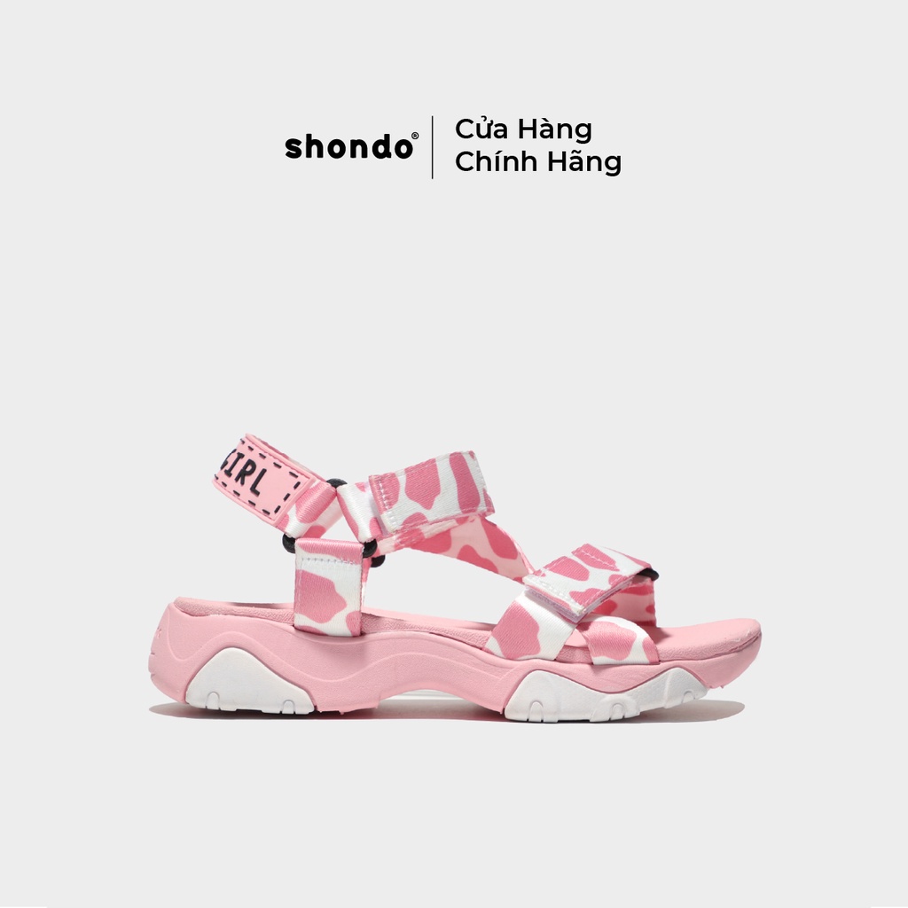 Sandal Shondo Girly hồng quai bò sữa GIM7171