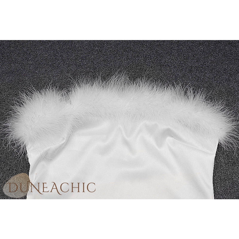 DUNEA Đầm không tay phối lông phong cách quyến rũ cho nữ