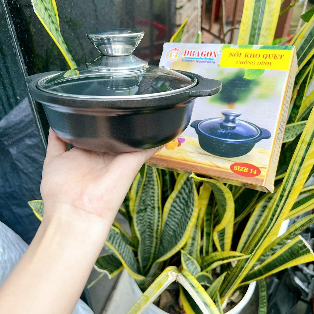 Nồi nhôm đúc chống dính nắp kính kho thịt , kho cá, kho quẹt đủ size dùng được bếp từ tiện dụng