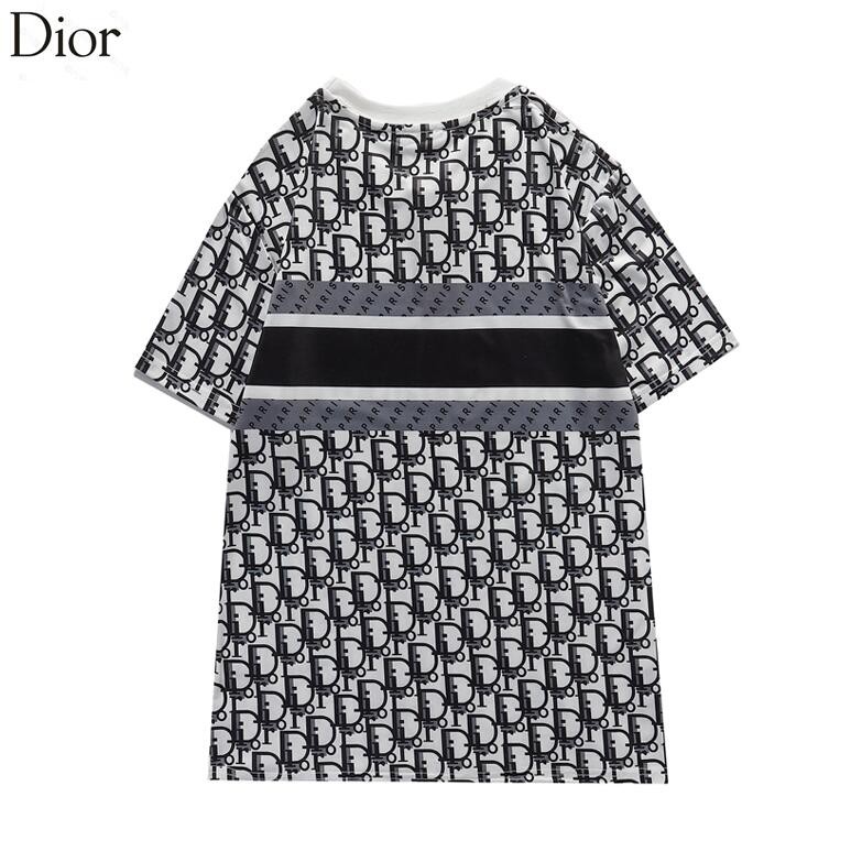 Áo thun cotton ngắn tay in họa tiết Dior thời trang cho nam nữ