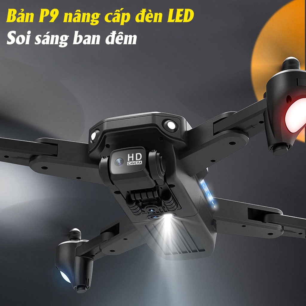 Máy bay điều khiển từ xa P9 PRO MAX - Flycam mini trang bị camera 4k, tự động tránh vật cản - màu đen