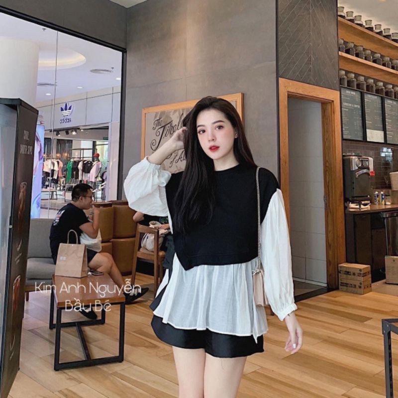 ÁO PHỐI KIỂU XINH BABYDOLL NƠ EO