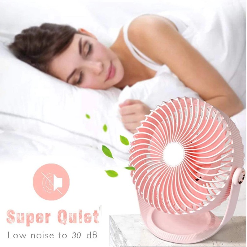 Quạt Để Bàn 20cm Siêu Đẹp, Êm, Sịn Xò Cho Dân Văn Phòng - Quạt Sạc Pin 2000 mAh - Xoay 360 Độ -Ảnh Thật Bảo Hành 3 Tháng