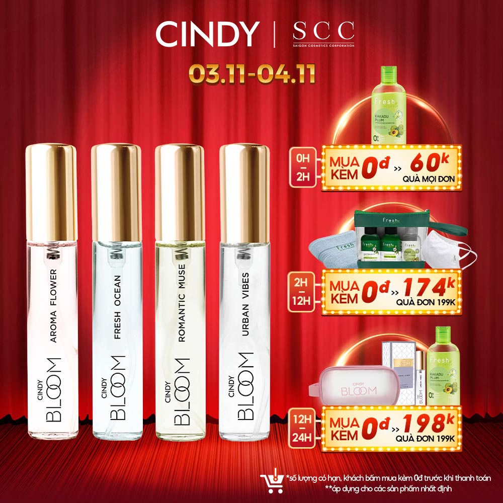 Combo 4 Nước Hoa Cindy Bloom 10ml /chai Chính Hãng