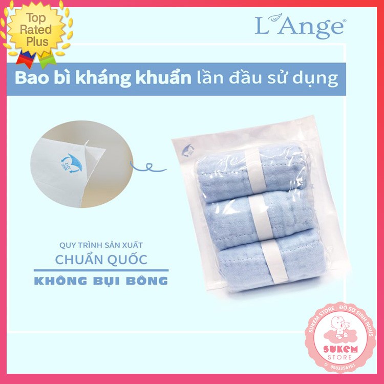 Khăn Sữa Vải Bông 9 Lớp L'ange Bao Bì Kháng Khuẩn Set 3 Chiếc Thấm Hút Tốt