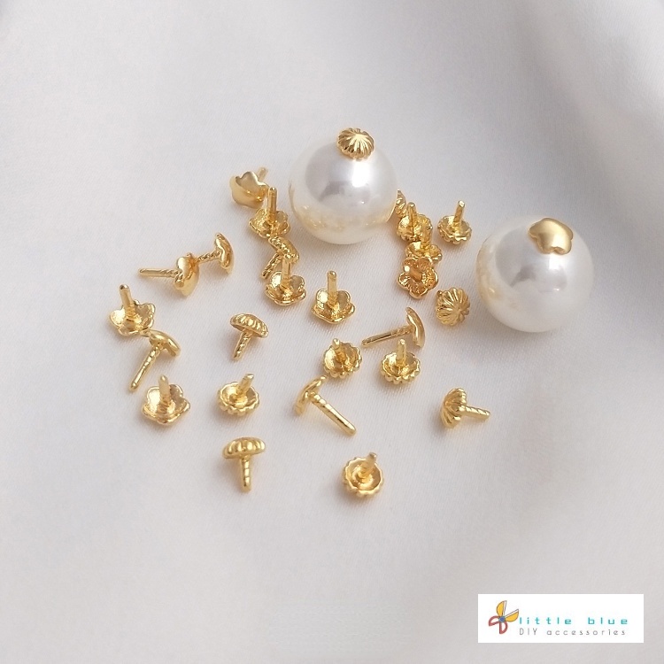 10 Phích Cắm Trang Trí Móng Tay 14K Hình Bông Hoa Bằng Đồng Mạ Vàng