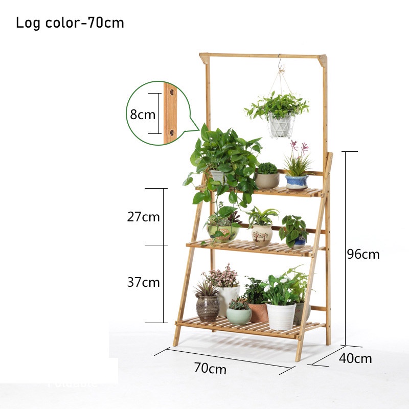 Kệ NAFENA bằng tre trơn nhiều tầng để chậu cây cảnh trong nhà / ban công tiện lợi