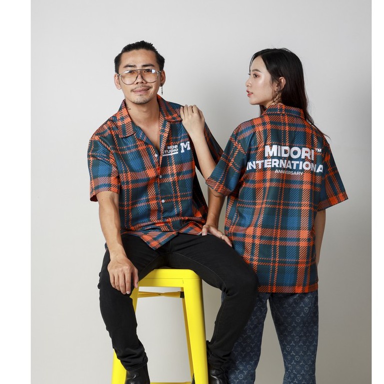 Áo Sơ Mi Unisex Hoạ Tiết Tay Ngắn Cổ Vest Thời Trang nam nữ Vải Lụa Chính hãng Local Brand Mi Midori