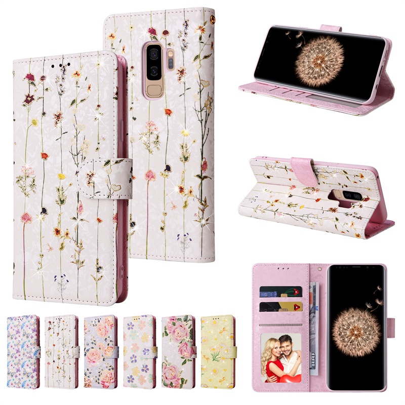 Sang Trọng Bao Da Điện Thoại pu Hình Hoa Và Bướm Cho samsung galaxy s23 fe a05 a51 a12 f12 m12 s9 plus s8 plus s8 + s9 + Ốp