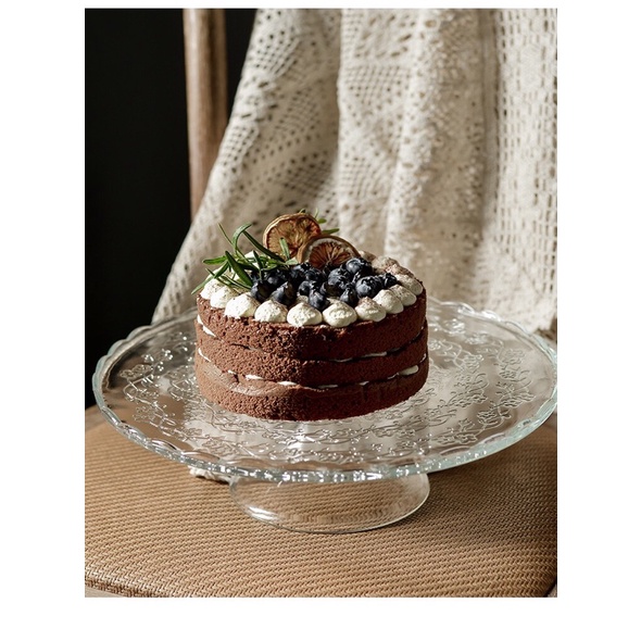 Khay đựng,chụp bánh kem thủy tinh Borosilicate - Trang trí tiệc phong cách Phương Tây