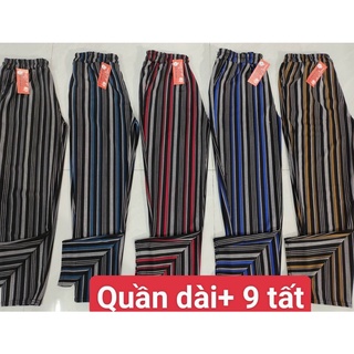 Quần 9 tấc, Quần dài sọc caro Quần sọc caro vải thun xốp co giãn tốt freesize dưới 60kg