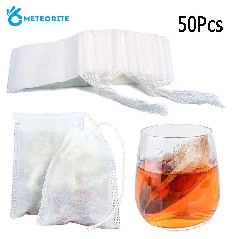 Set 50 Túi Lọc Trà Bằng Vải Không Dệt Sử Dụng Một Lần Tiện Lợi