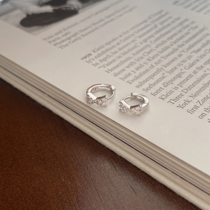 Hoa tai nơ nhỏ Hoa tai kim cương thời trang cao cấp hàn quốc