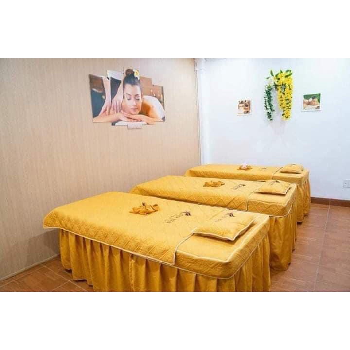 CẢ BỘ Ga spa trần bông cotton,GỒM CHĂN - GA -GỐI MAY 1 NGÀY LÀ CÓ