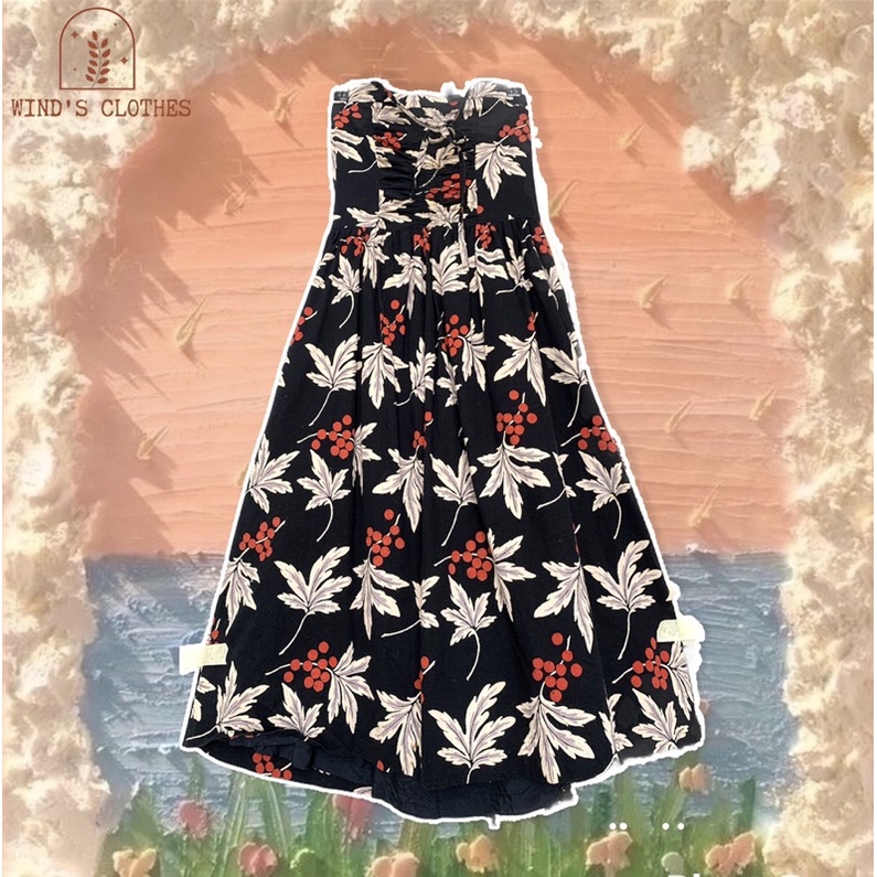 2hand Wind's Clothes 🍒 Váy yếm cổ hoạ tiết hoa vintage