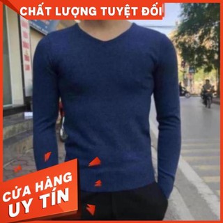 Áo len nam cổ tim sợi pha cotton - xuongaolen.com