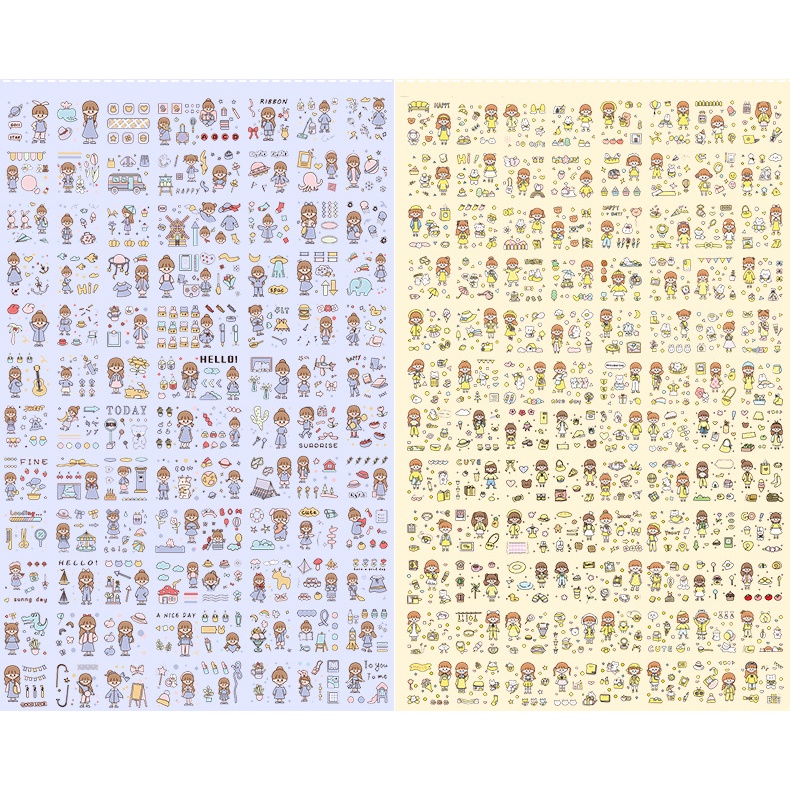 Bộ 100 Miếng Dán PET Chống Thấm Nước Họa Tiết Dễ Thương Trang Trí Kế Hoạch