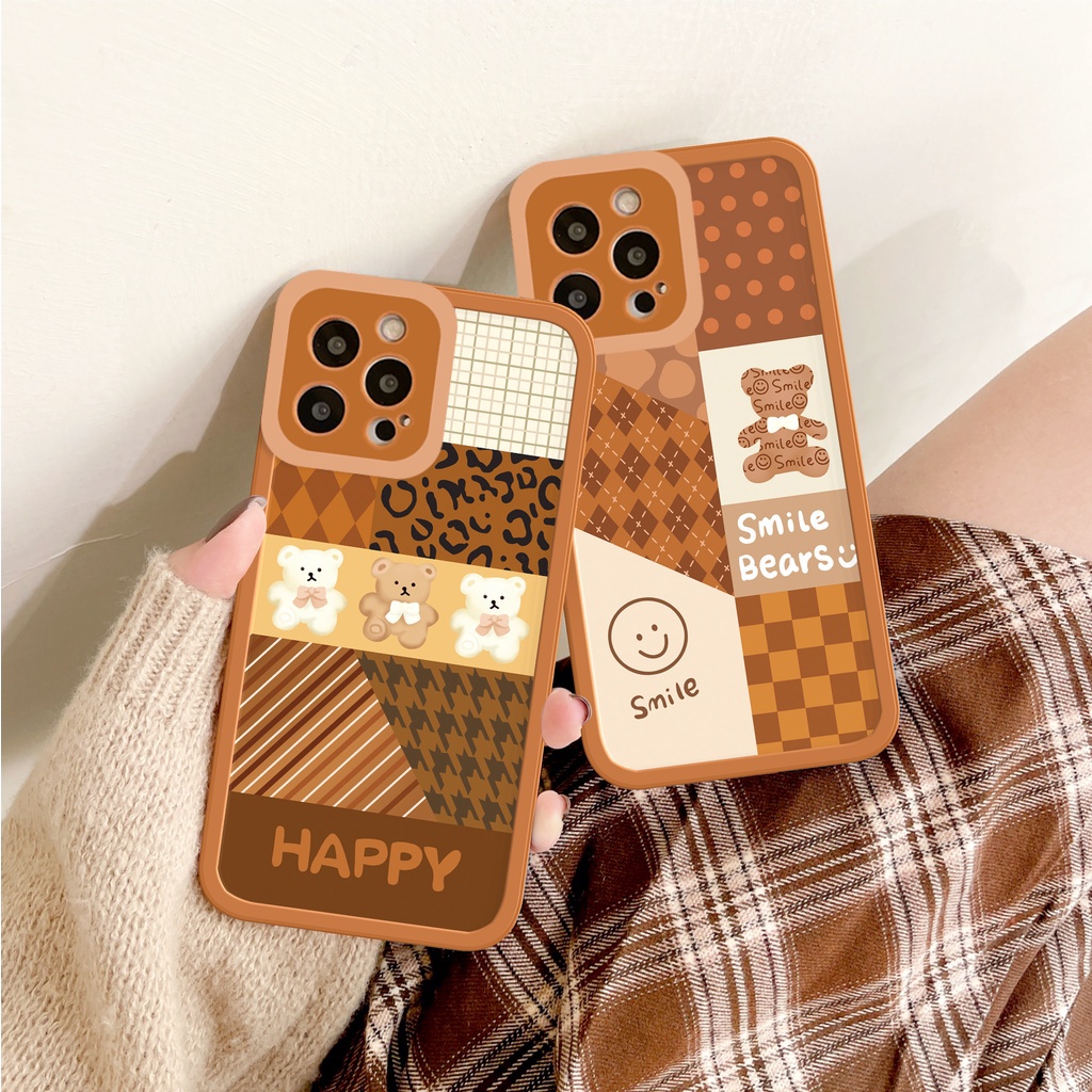 Ốp lưng iphone cạnh vuông lỗ camera bear smlie 6/6splus/7/7plus/8/8plus/x/xr/xs/11/12/13/pro/max/plus/promax
